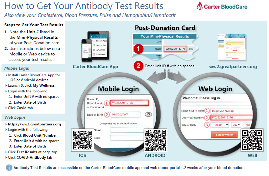 How To Get Antibody Test Results Carter Bloodcare