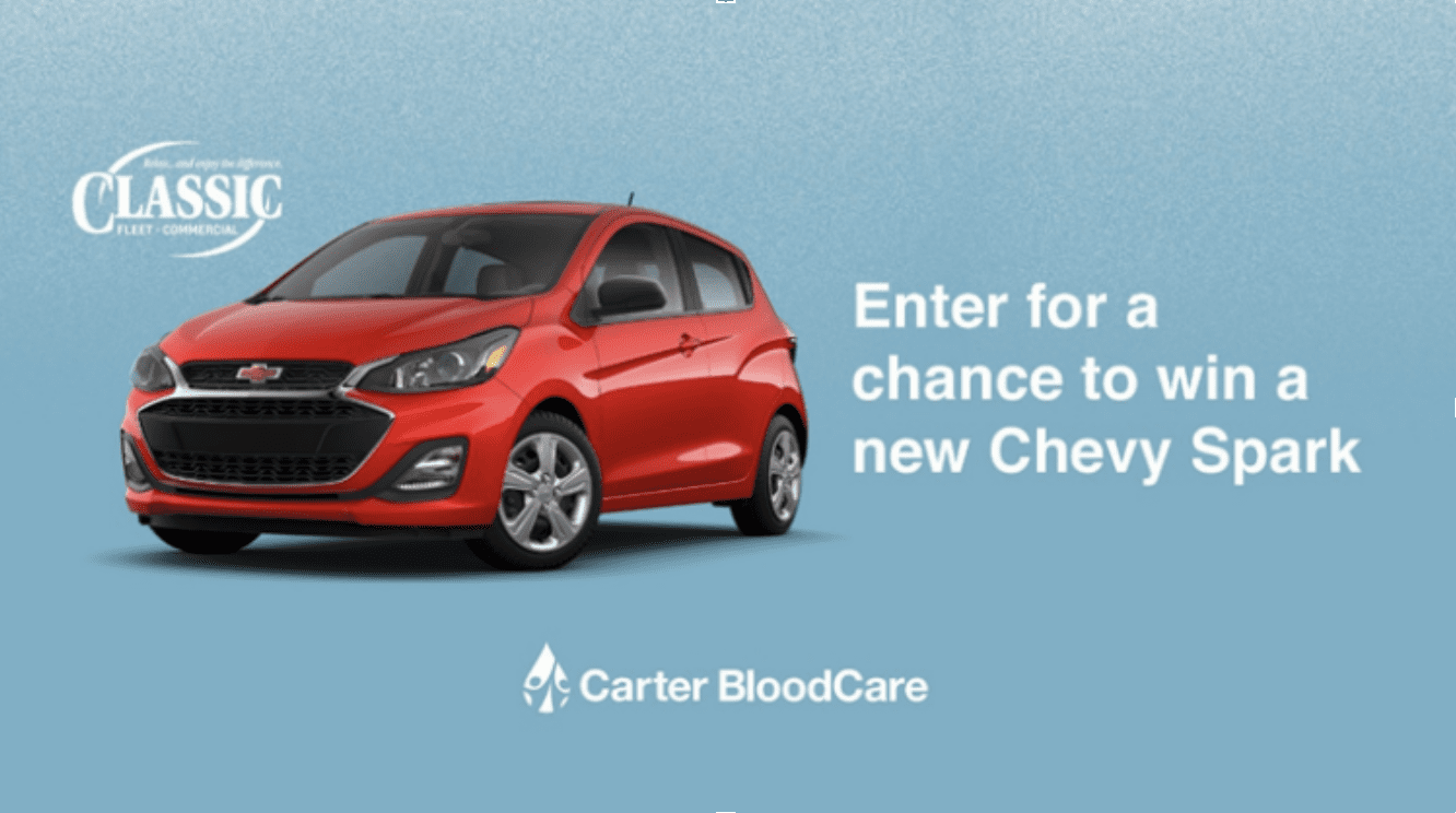 Which lucky blood donor will drive away with free Chevy?