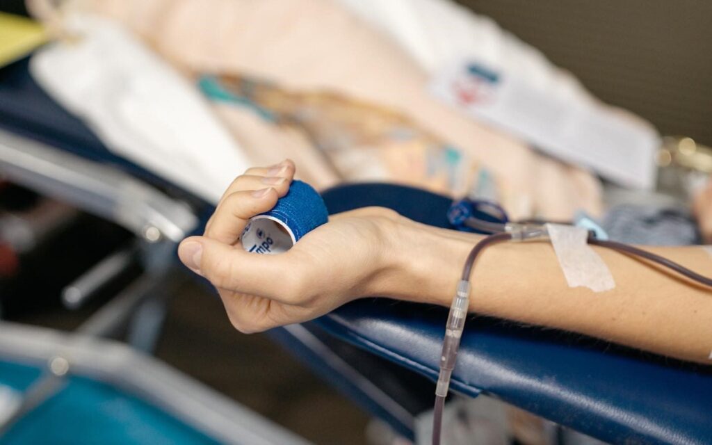 A photo of a blood donor's arm