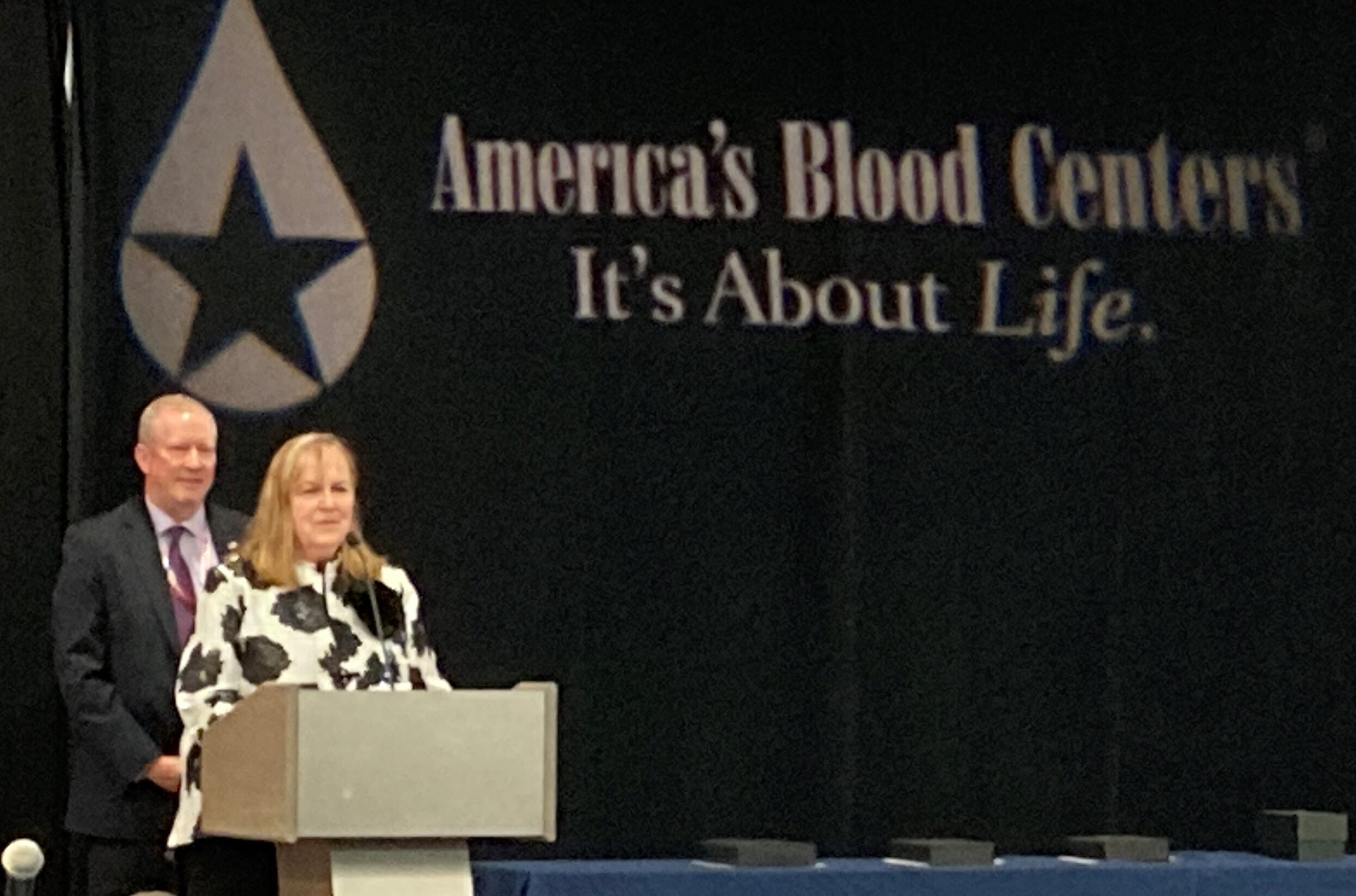 Carter BloodCare's Dr. Laurie J. Sutor speaks at the national ABC blood center conference in Washington, D.C. on March 5, 2024