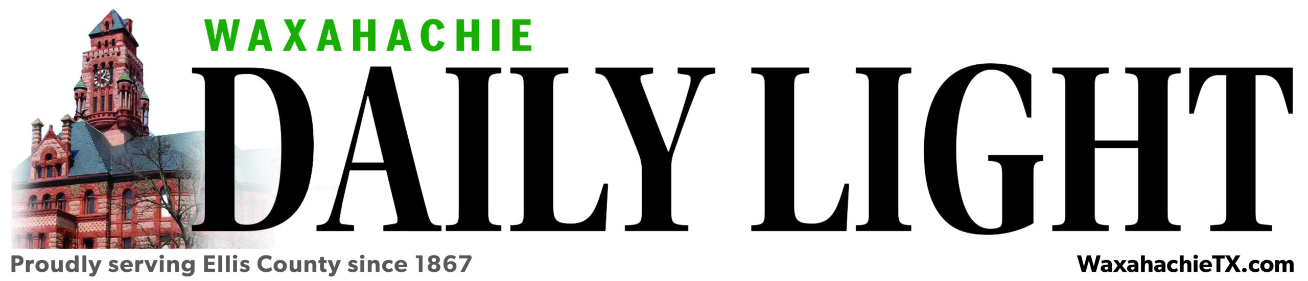Banner masthead logo of the Waxahachie Daily Light, a North Texas community newspaper that has served Ellis County since 1867 and is owned by Cherry Road Media