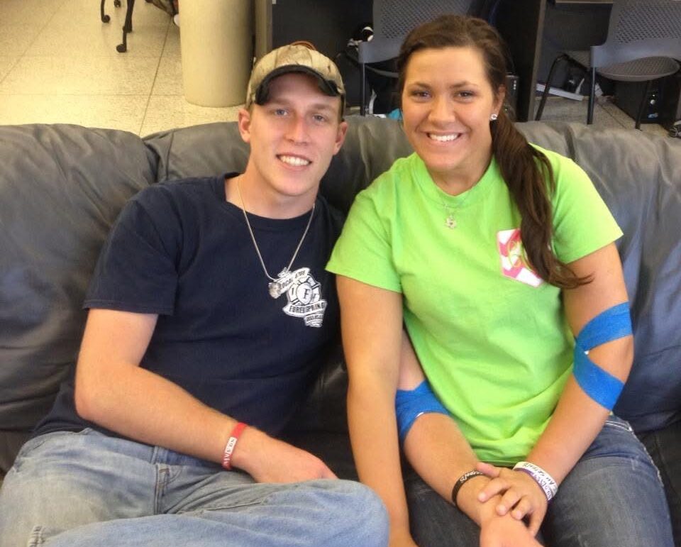 Caitlin Pilcher and husband-to-be met at a Carter BloodCare blood drive at Tyler Junior College