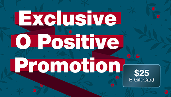 Carter BloodCare rewards O positive donors with $25 e-gift cards Nov. 17 – Dec. 24