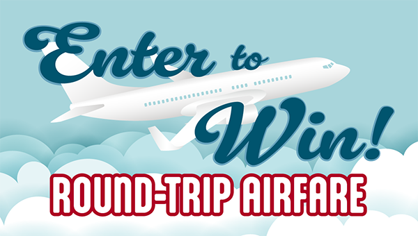 Enter to win round-trip airfare